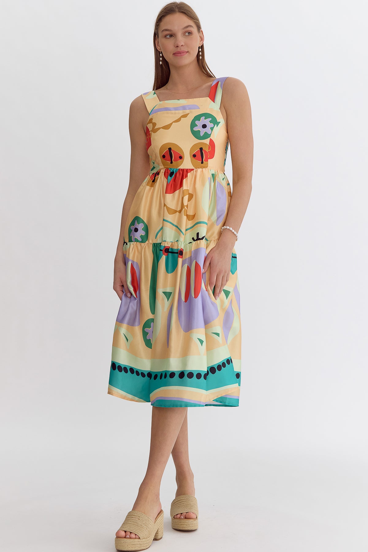 Abstract Maxi Dress In Natural