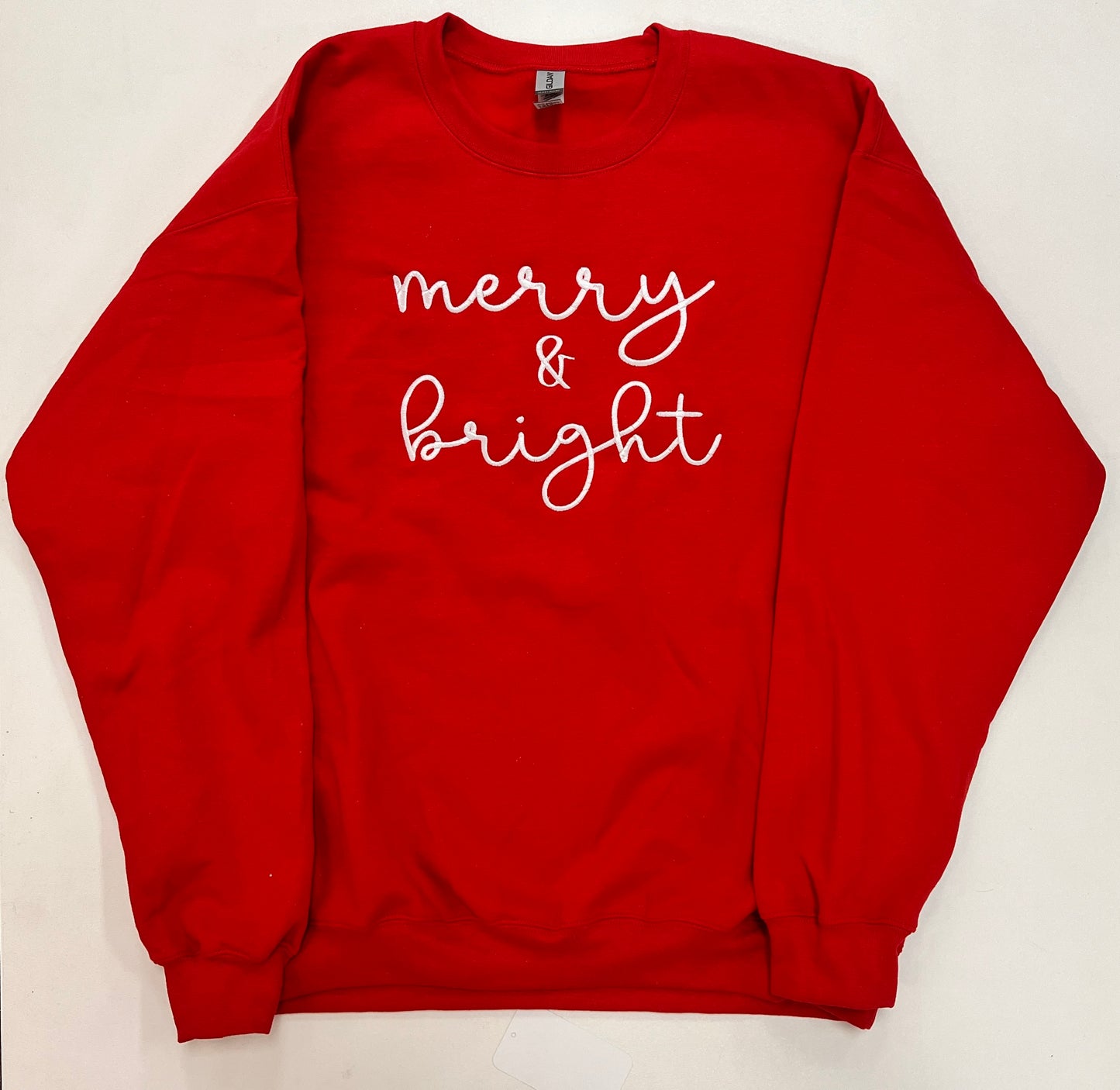 'Merry & Bright' Christmas Embroidered Sweatshirt
