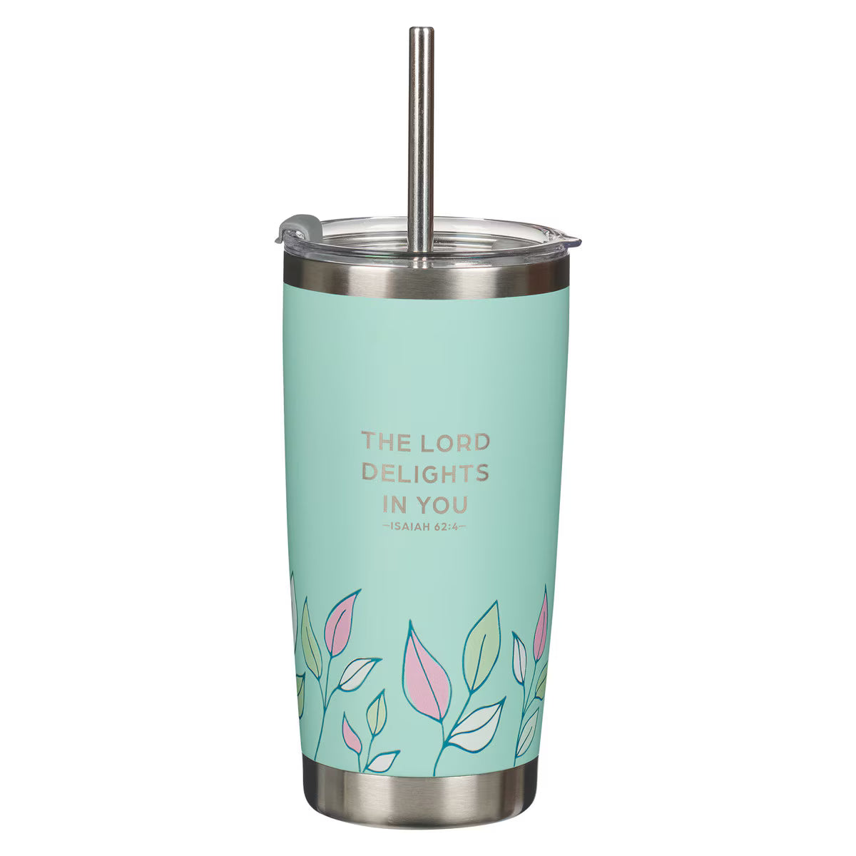 Christian Art Gifts - Forever My Friend Green Stainless Steel Travel Tumbler with Straw