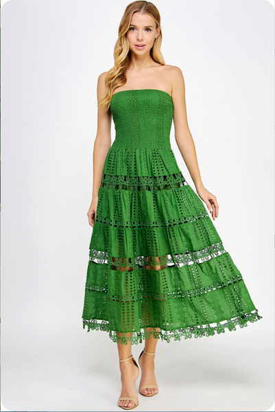 Scalloped tube midi dress best sale