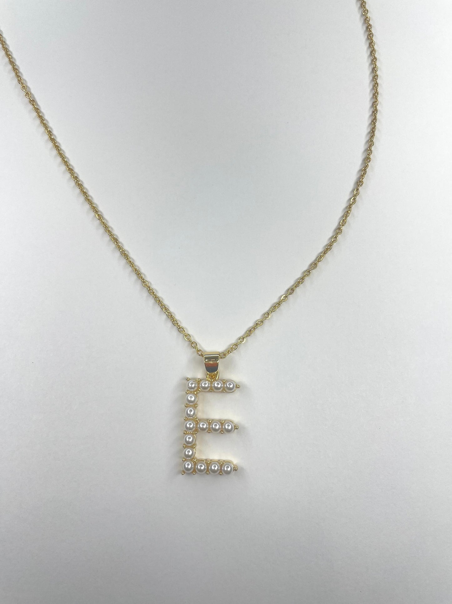 Large Pearl Gold Initial Necklace