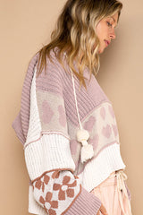 V-Neck Hooded Chenille Pullover Sweater