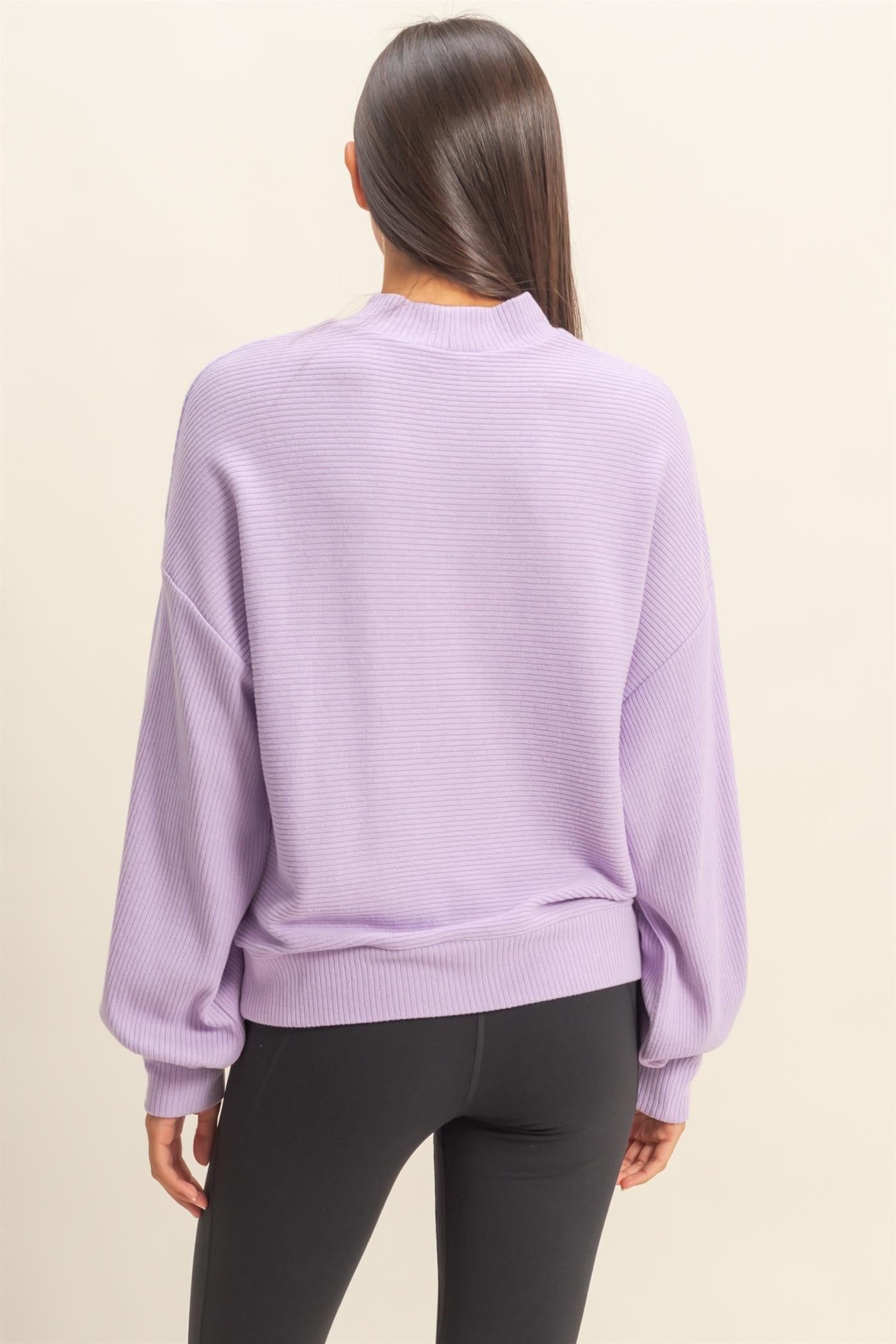 Ribbed Balloon Sleeve Top