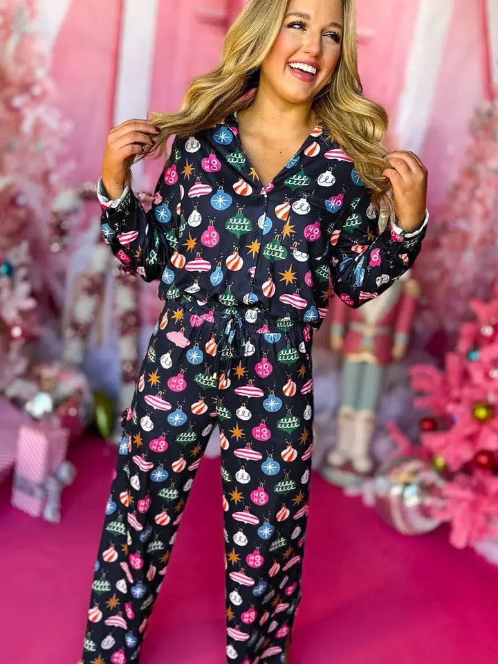 Colorful Christmas Shirt and Pants Pajama Set