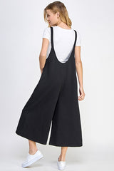 Textured Cropped Overall Pants
