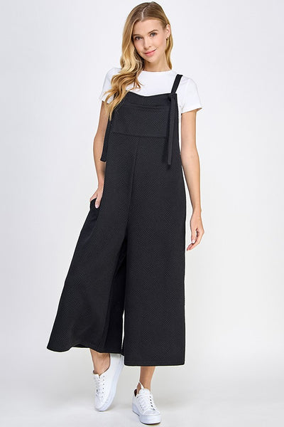 Textured Cropped Overall Pants