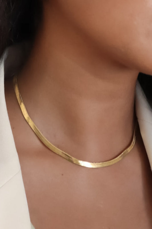 18K Waterproof Stainless Steel Herringbone Necklace