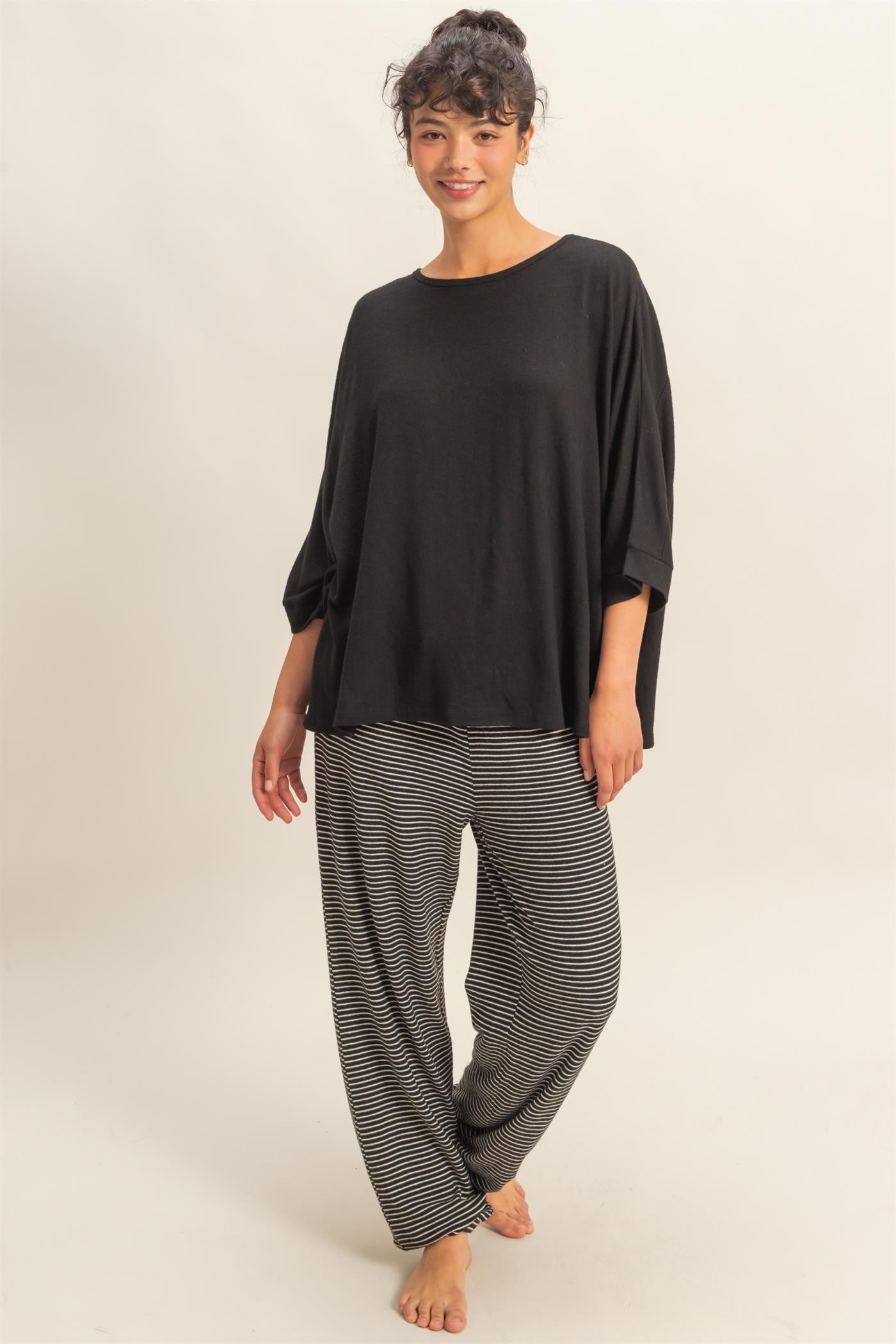 Batwing 3/4 Sleeve Oversized Top