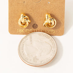 Gold Metallic Knot Stud Earrings