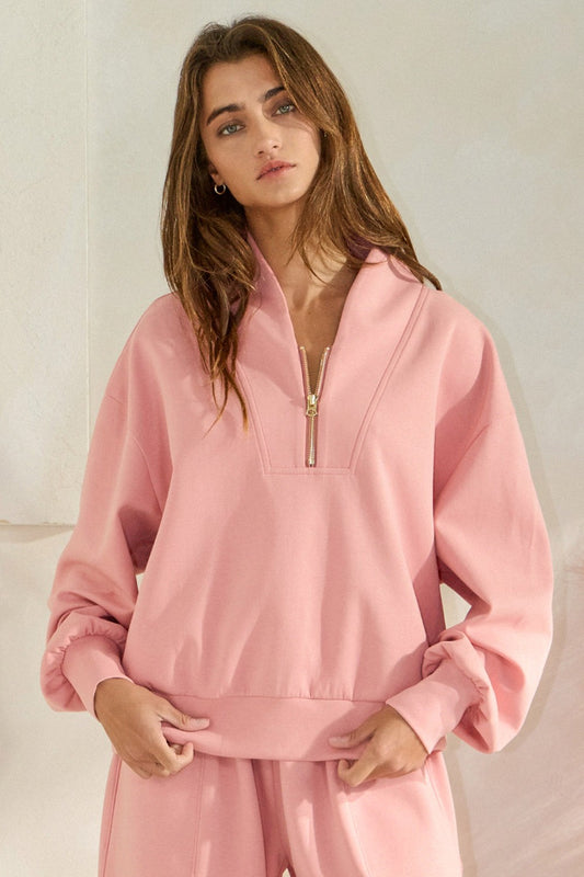 Half Zip-Up Scuba Sweatshirt
