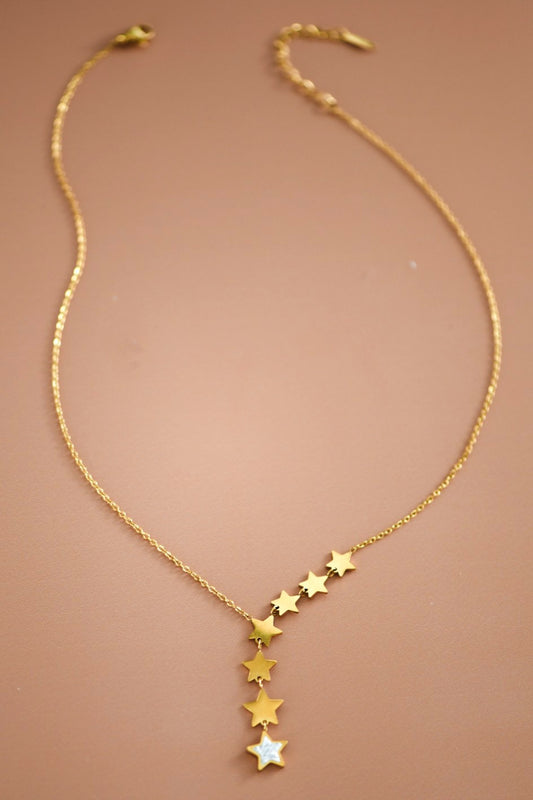 18K Waterproof Stainless Steel Star Drop Necklace