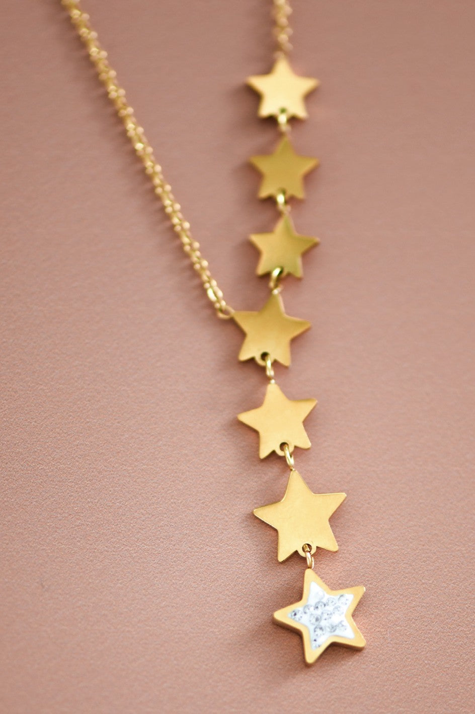 18K Waterproof Stainless Steel Star Drop Necklace