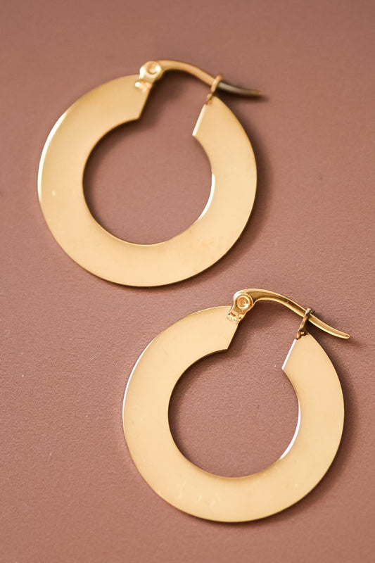 18K Waterproof Stainless Steel Disc Hoops