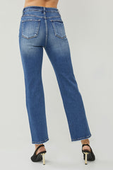 Risen - High Rise Straight Dark Wash Ankle Jeans