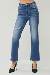 Risen - High Rise Straight Dark Wash Ankle Jeans