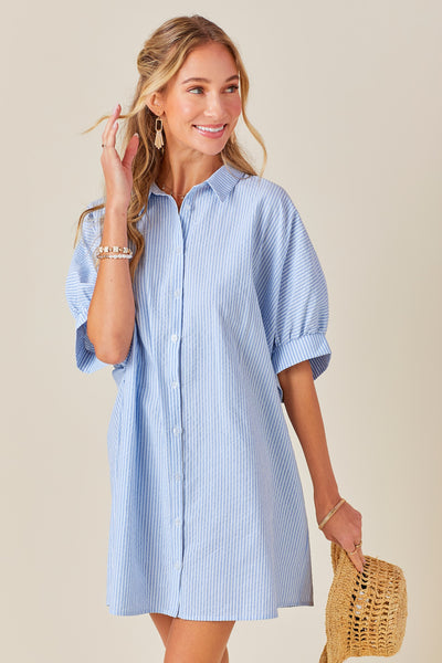 Oversized Button Down Striped Dress