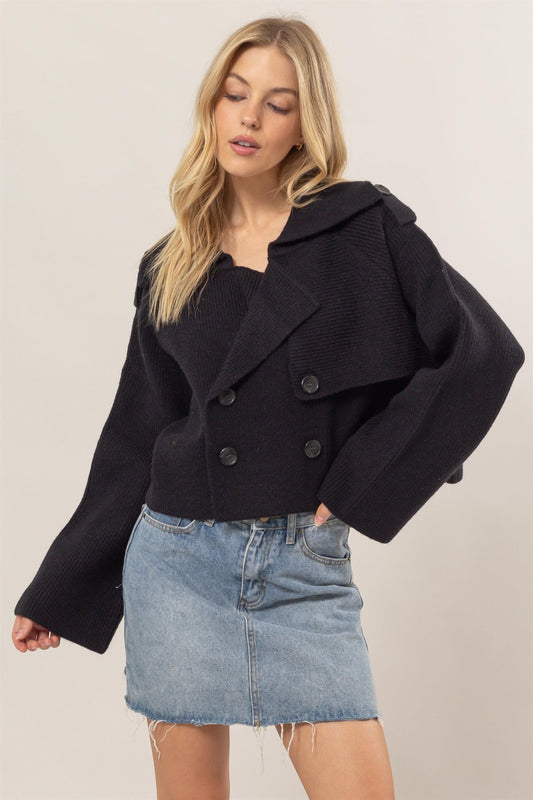 Double Breast Sweater Trench Jacket
