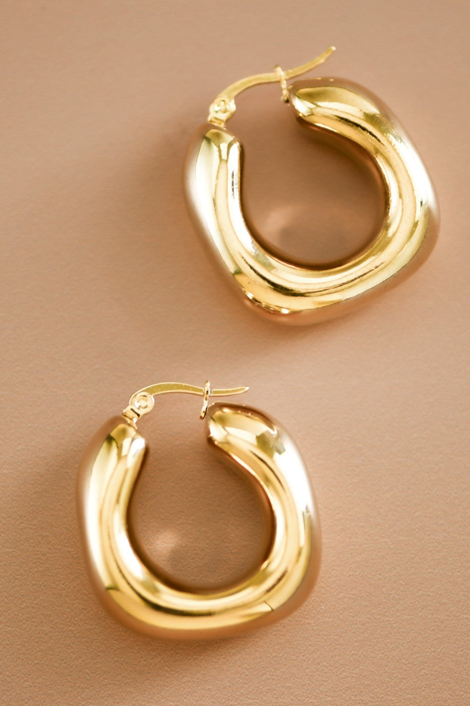 18K Waterproof Stainless Steel Square Hoops
