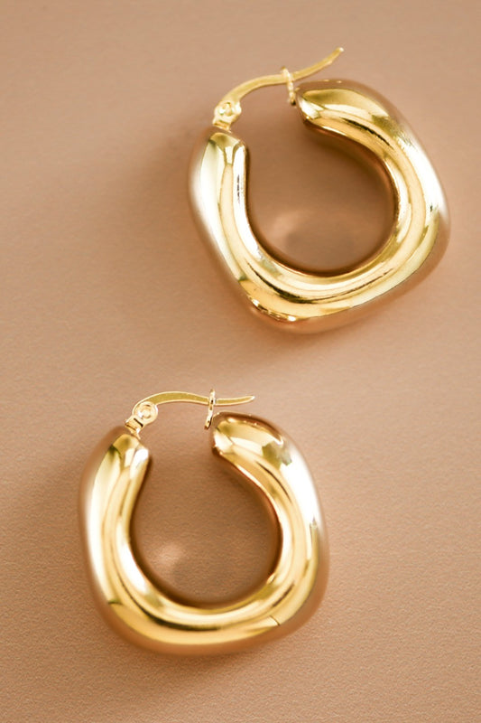 18K Waterproof Stainless Steel Square Hoops