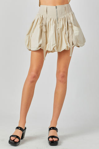 Bubble Hem Strapped Detail Mini Skirt