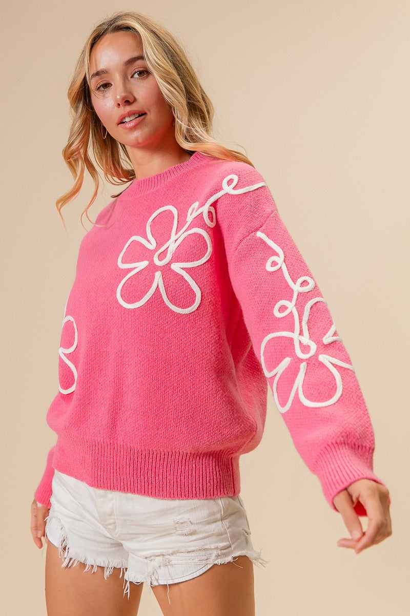 Flower Outline Detail Sweater