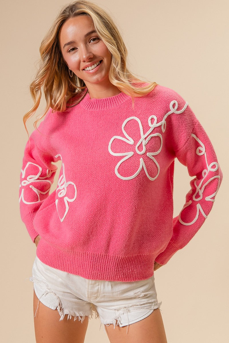 Flower Outline Detail Sweater