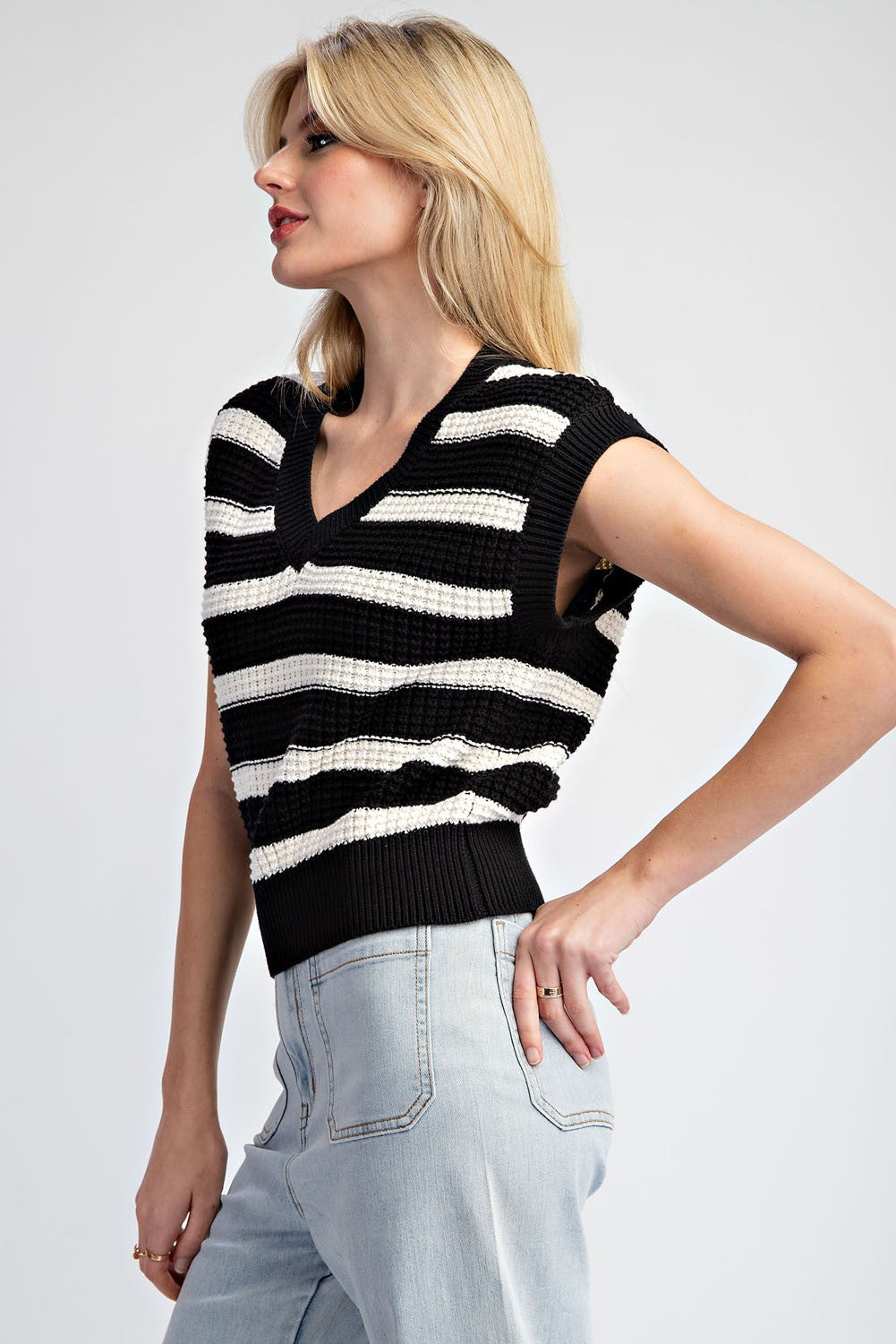 Striped Sleevless Knit Sweater Vest