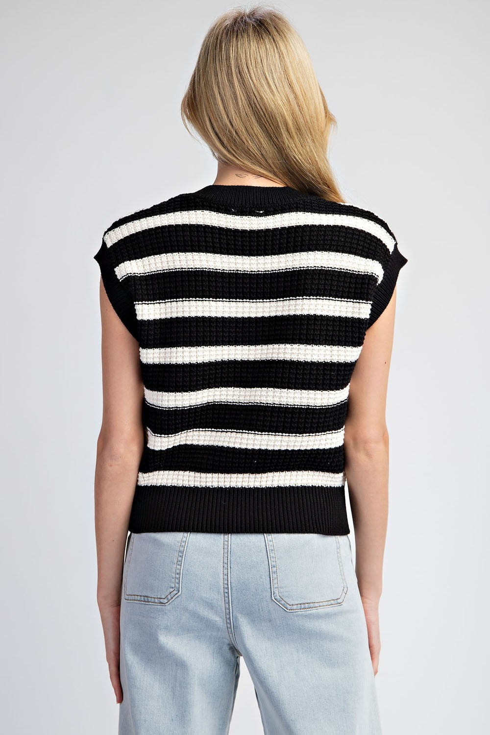 Striped Sleevless Knit Sweater Vest