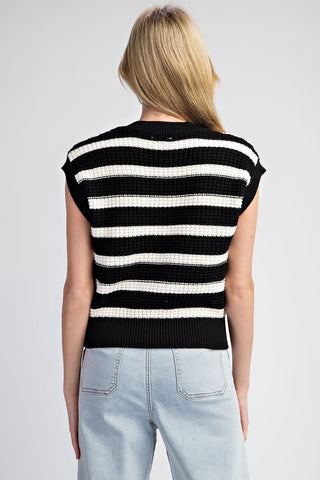 Striped Sleevless Knit Sweater Vest