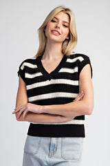 Striped Sleevless Knit Sweater Vest