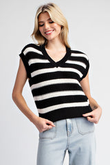 Striped Sleevless Knit Sweater Vest