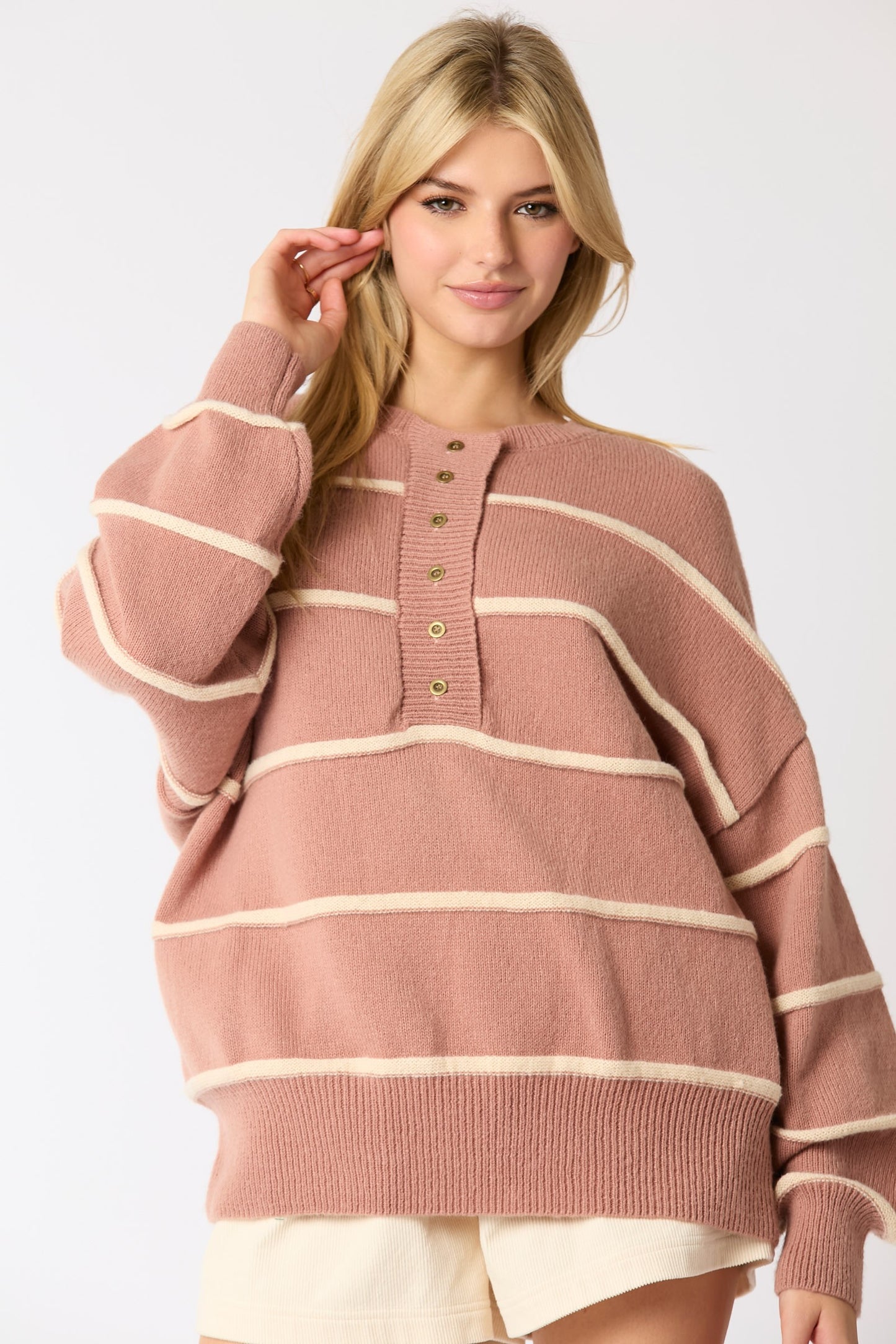 Multi Color 3D Line Oversized Sweater