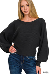 Boat Neck Balloon Sleeve Sweater