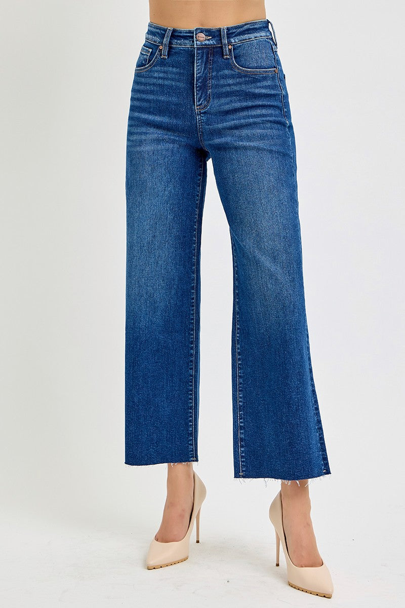 Risen - Tummy Control High Rise Wide Crop Jeans