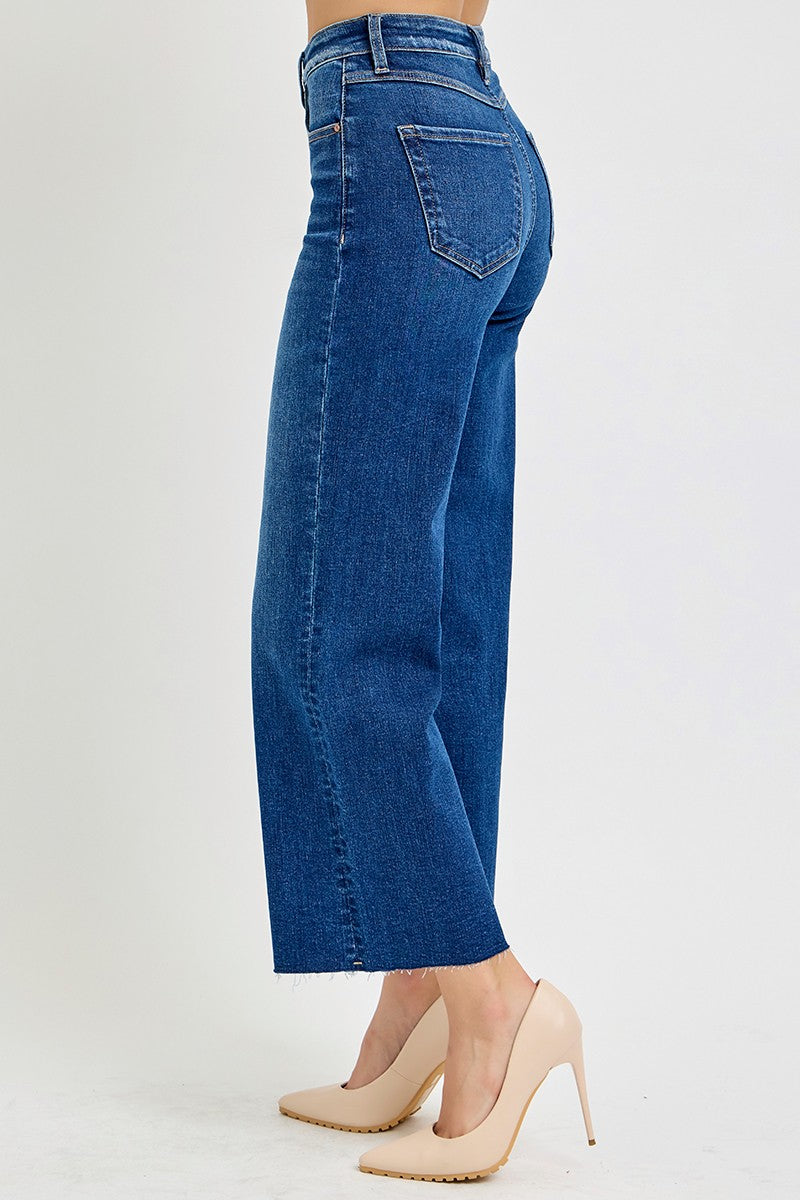 Risen - Tummy Control High Rise Wide Crop Jeans