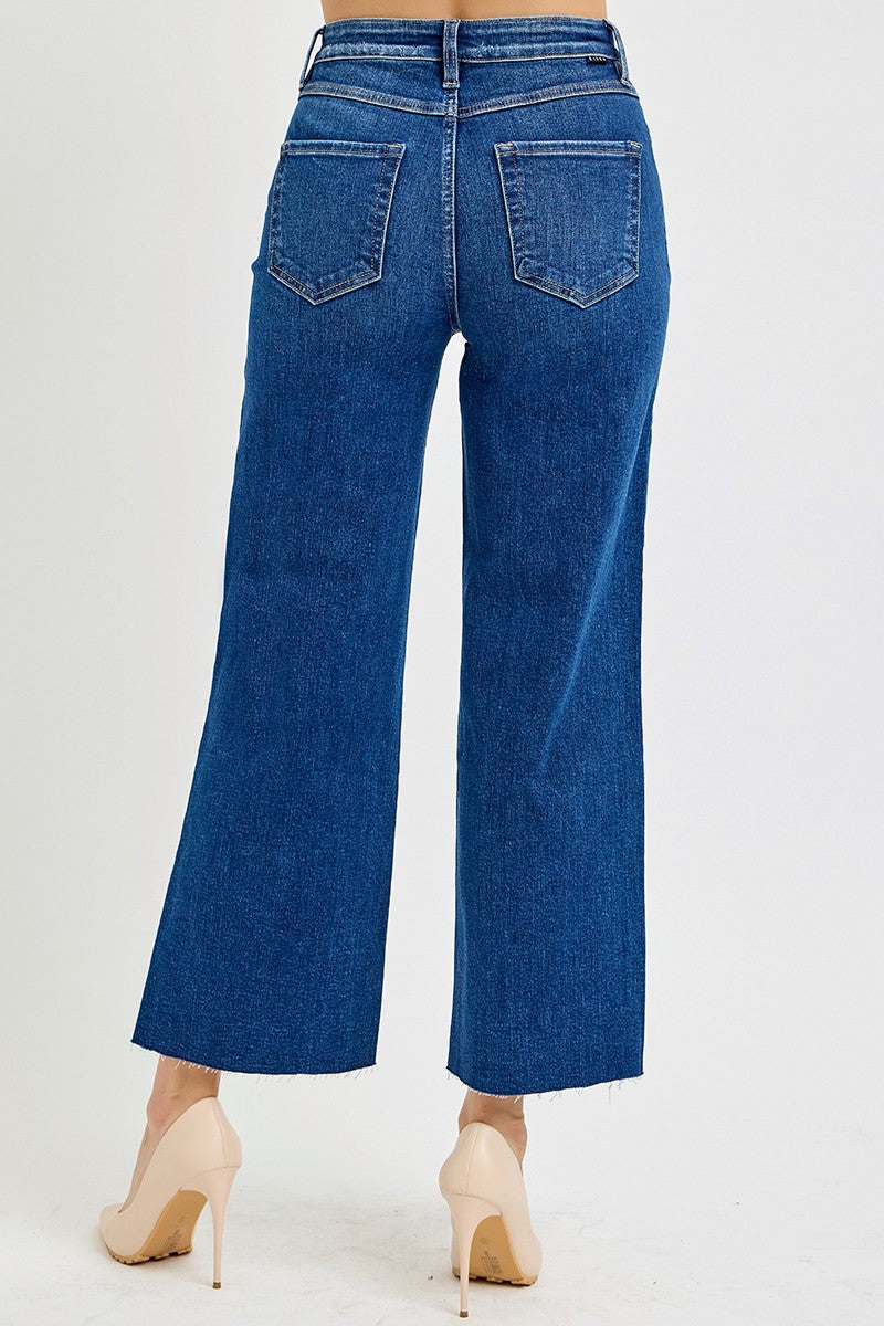 Risen - Tummy Control High Rise Wide Crop Jeans