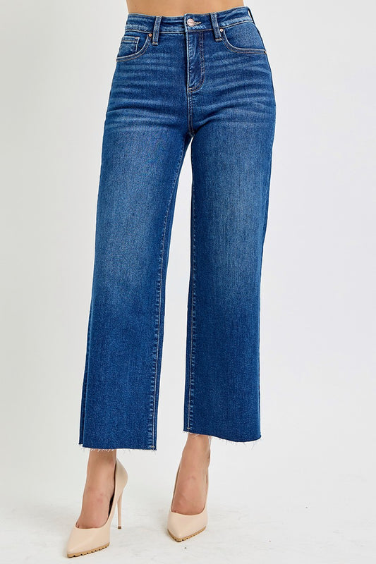 Risen - Tummy Control High Rise Wide Crop Jeans