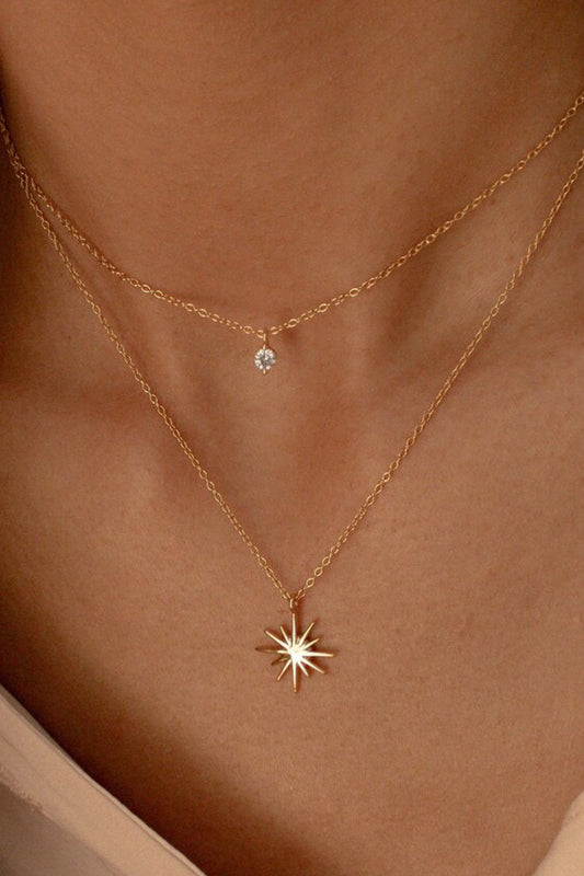 18K Waterproof Stainless Steel Star Layered Necklace