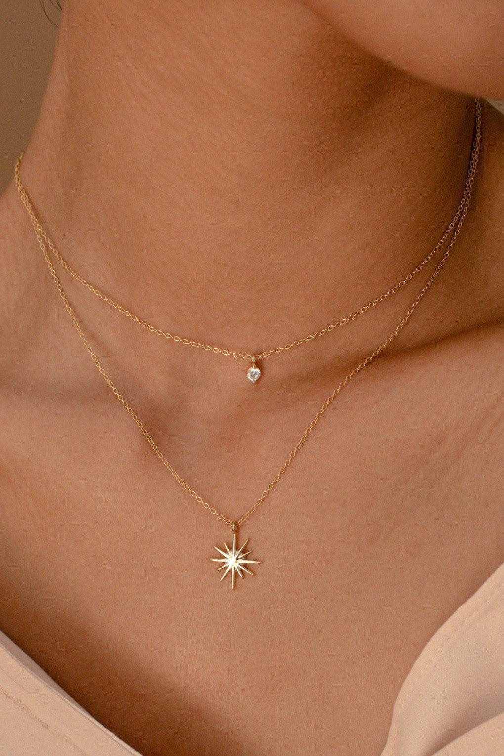 18K Waterproof Stainless Steel Star Layered Necklace