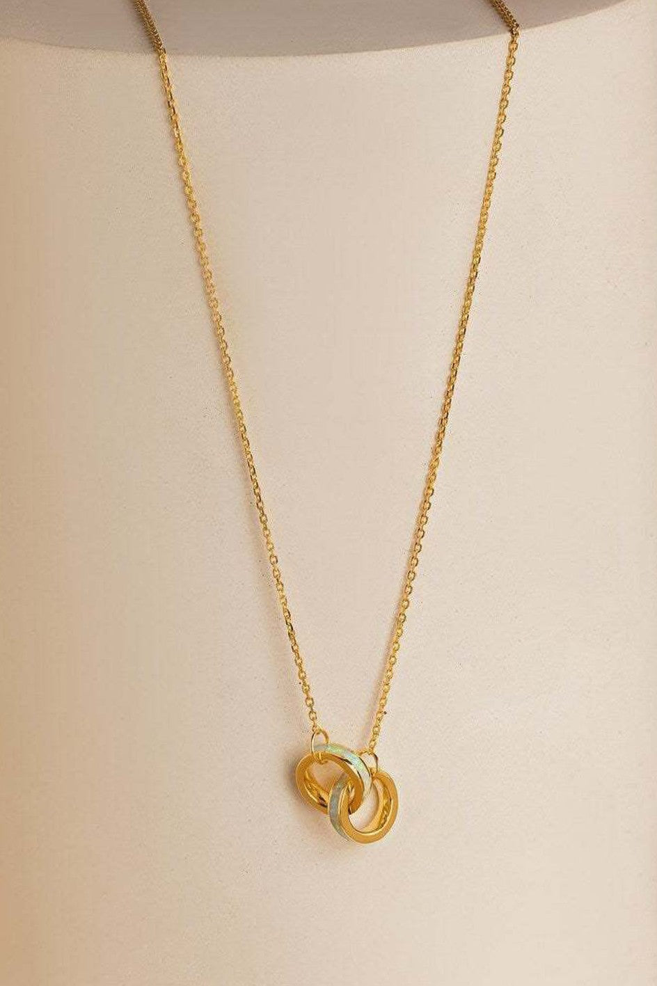 18K Waterproof Stainless Steel Interlocking Ring Necklace