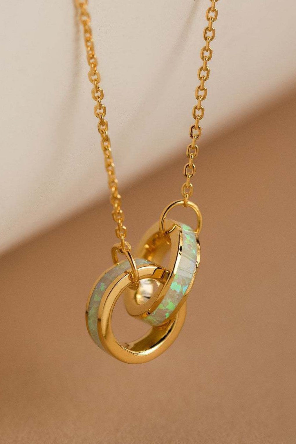 18K Waterproof Stainless Steel Interlocking Ring Necklace