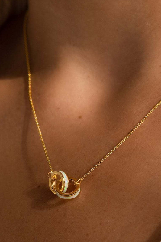 18K Waterproof Stainless Steel Interlocking Ring Necklace