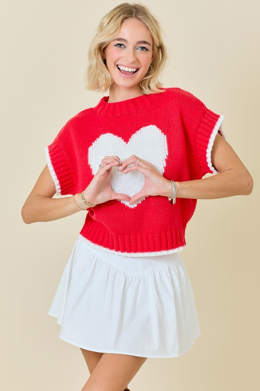 Boxy Heart Sweater Top