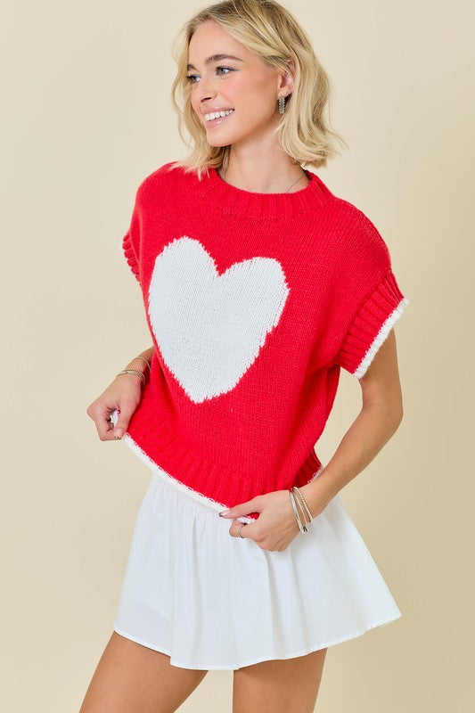 Boxy Heart Sweater Top