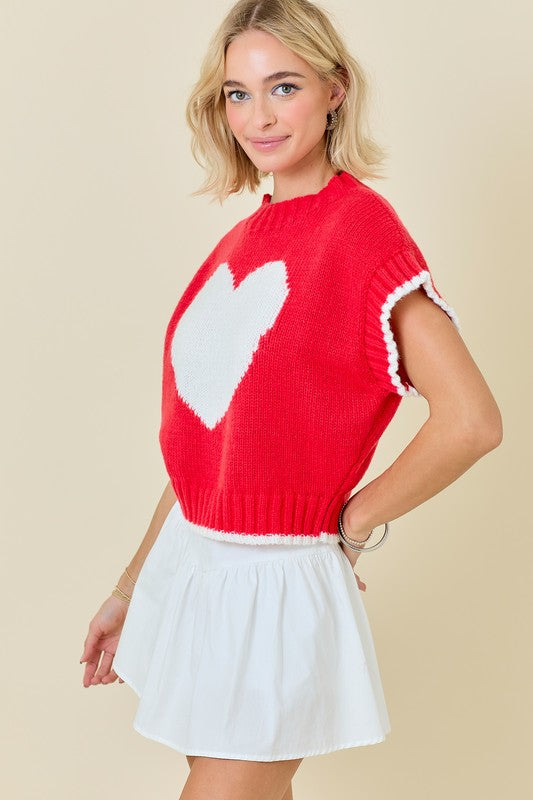 Boxy Heart Sweater Top