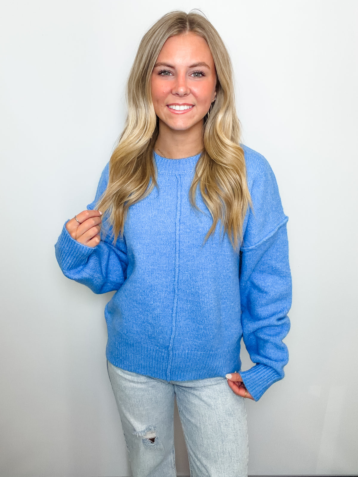Crew Neck Seam Detail Sweater