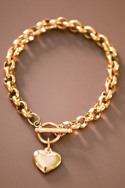 18K Waterproof Stainless Steel Chain Heart Bracelet