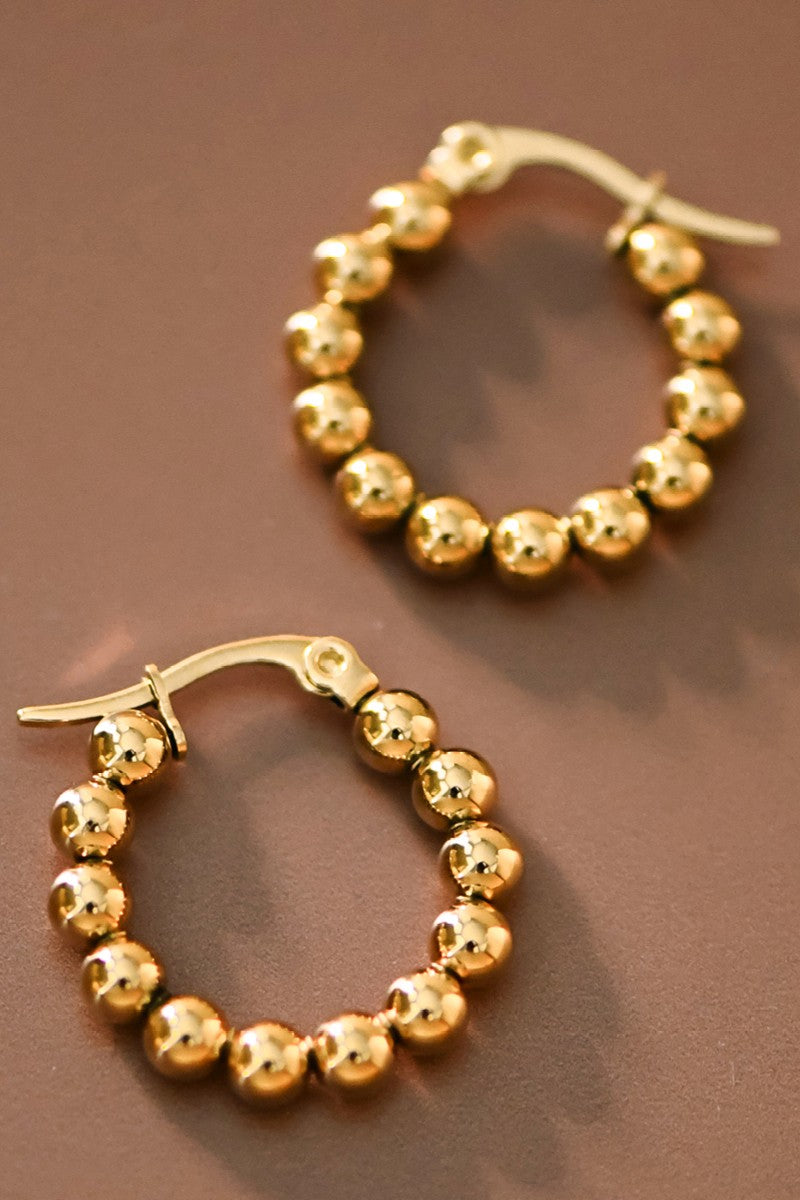 18K Waterproof Stainless Steel Bubble Hoops