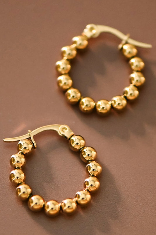 18K Waterproof Stainless Steel Bubble Hoops
