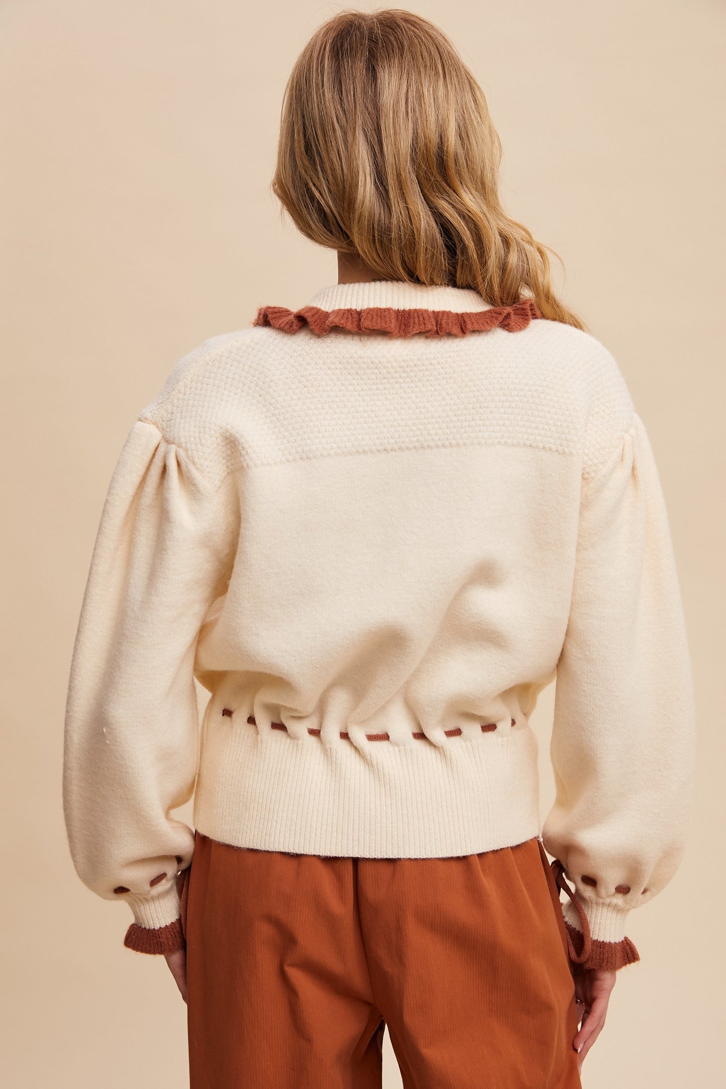 Floral Embroidered Knit Cardigan Sweater